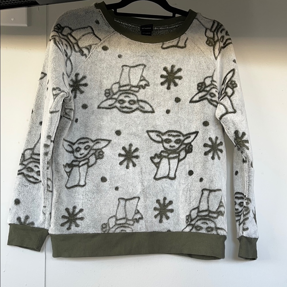 Star Wars Baby Yoda Fuzzy Crewneck Pullover